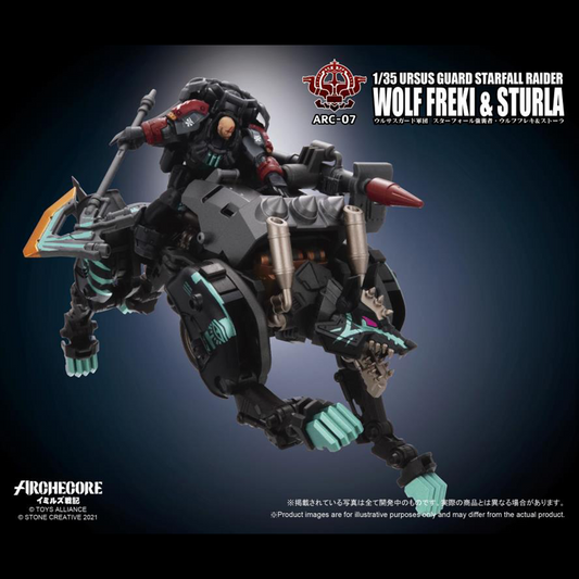 The 1/35 scale Archecore - Saga of Ymirus world of military figures, vehicles, and accessories continues with this ARC-07 Ursus Guard Wolf Freki and Sturla figures! 