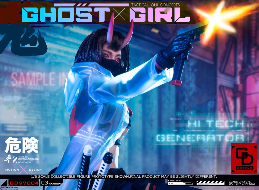 Add to your 1/6 scale collection with this unique GD Toys Tactical Oni Concepts Ghost Girl action figure. She is presented in 1/6 scale and features futuristic tactical attire. Ghost Girl includes several weapons and accessories to add endless display options.