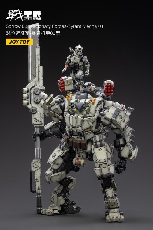 Joy Toy's military vehicle series continues with the Tyrant Mecha 01 and pilot figures! Each 1/18 scale articulated military mech and pilot features intricate details on a small scale and comes with equally-sized weapons and accessories.