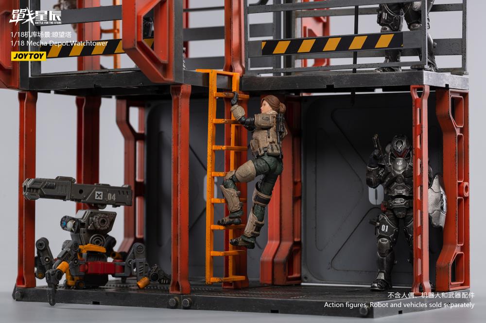 Joy Toy brings even more incredibly detailed 1/18 scale dioramas to life with this mecha depot observation tower diorama! JoyToy set includes flooring, upper and lower levels, and railings.