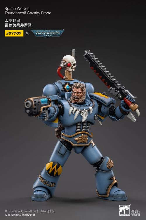 From Joy Toy, the Mountains of the Maelstrom come the legendary Space Wolves Thunderwolf, Cavalry Bjane and Frode ride into battle on his giant wolf as a detailed 1/8 scale figure. Each JoyToy figure includes interchangeable hands and weapon accessories and stands between 4" and 6" tall.