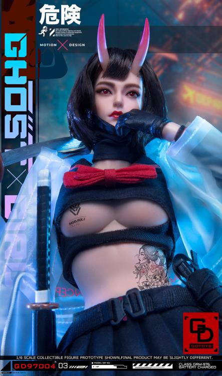 Add to your 1/6 scale collection with this unique GD Toys Tactical Oni Concepts Ghost Girl action figure. She is presented in 1/6 scale and features futuristic tactical attire. Ghost Girl includes several weapons and accessories to add endless display options.