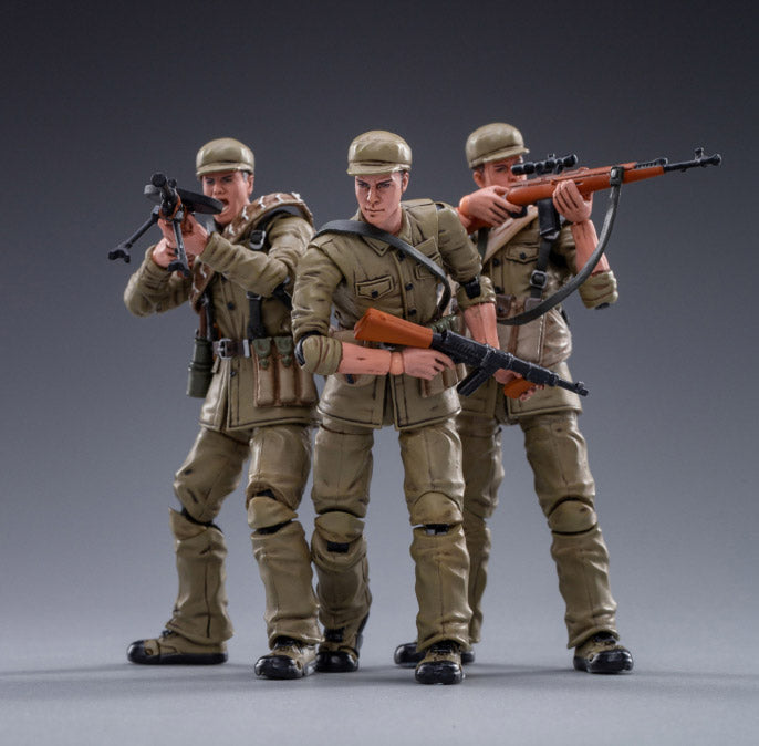 From Joy Toy, these Chinese People’s Volunteer Army figures spring uniform are incredibly detailed in the 1/18 scale. Each JoyToy figure is highly articulated and includes weapon accessories as well as several pieces of removable gear.
