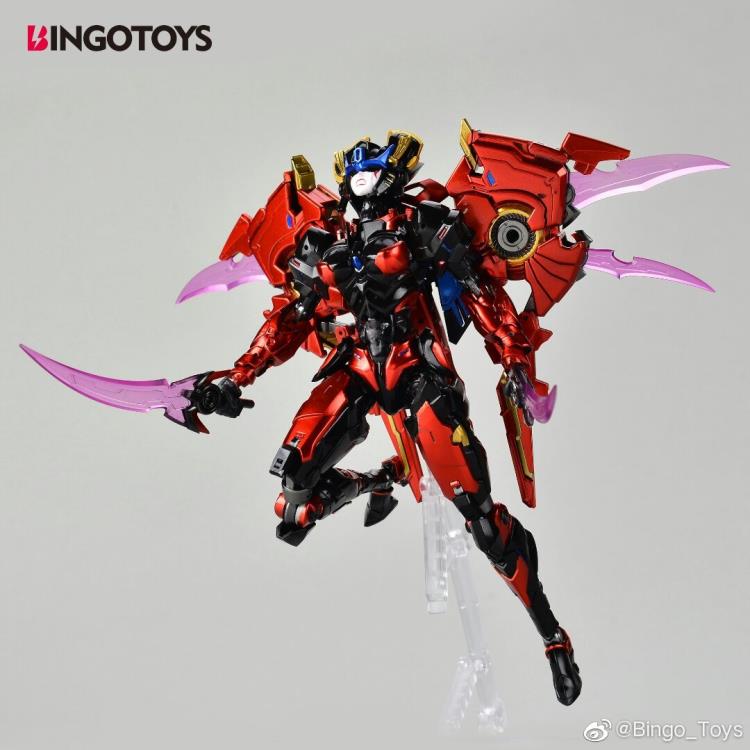 New 3rd Party BingoToys introduces their second figure BT-02 Windgirl! BT-02 Windgirl is a transforming robot figure able to convert into fighter jet mode and comes with a pair of blades.