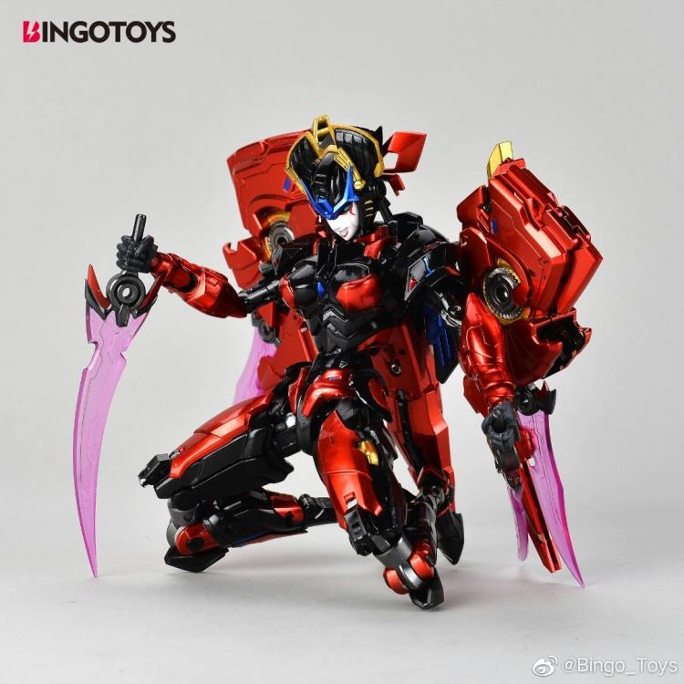 New 3rd Party BingoToys introduces their second figure BT-02 Windgirl! BT-02 Windgirl is a transforming robot figure able to convert into fighter jet mode and comes with a pair of blades.