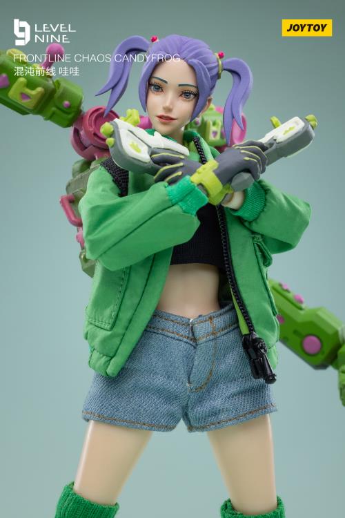 Joy Toy Frontline Chaos figure series continues in 1/12 Scale. Dressed in real cloth and stylish clothing, JoyToy Candyfrog Hacker figure is ready to run into battle with her trusty headset, backpack and weapon combos. 