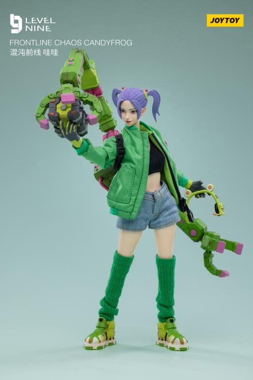 Joy Toy Frontline Chaos figure series continues in 1/12 Scale. Dressed in real cloth and stylish clothing, JoyToy Candyfrog Hacker figure is ready to run into battle with her trusty headset, backpack and weapon combos. 