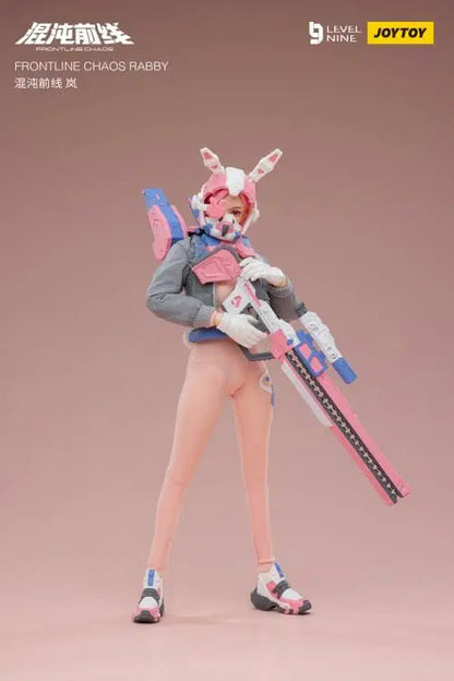 Joy Toy Frontline Chaos figure series continues in 1/12 Scale. Dressed in real cloth and stylish clothing, JoyToy Rabby figure is ready to run into battle with her trusty rabbit belt, backpack, and weapon combos. 