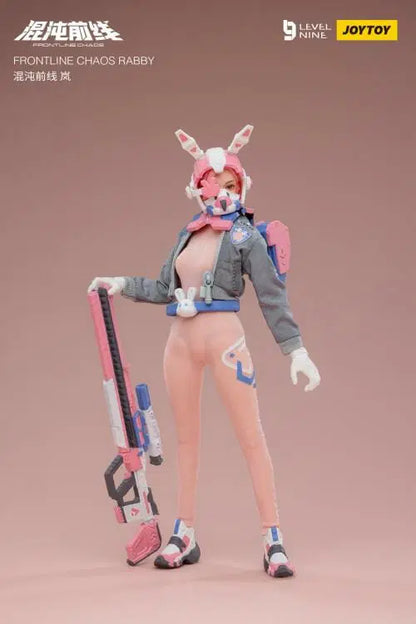 Joy Toy Frontline Chaos figure series continues in 1/12 Scale. Dressed in real cloth and stylish clothing, JoyToy Rabby figure is ready to run into battle with her trusty rabbit belt, backpack, and weapon combos. 