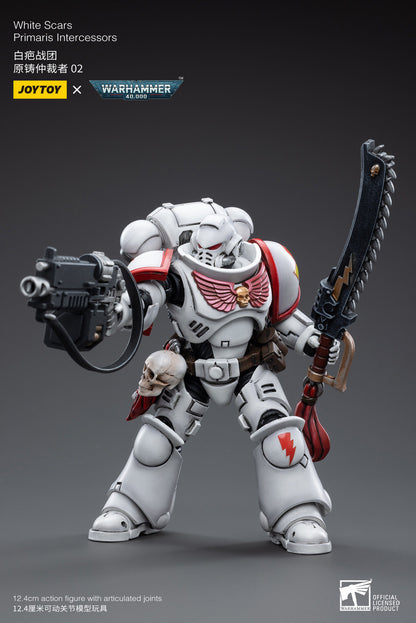 Joy Toy brings the White Scar Primaris Intercessors from Warhammer 40k to life with this new series of 1/18 scale figures. JoyToy figure includes interchangeable hands and weapon accessories and stands between 4" and 6" tall.