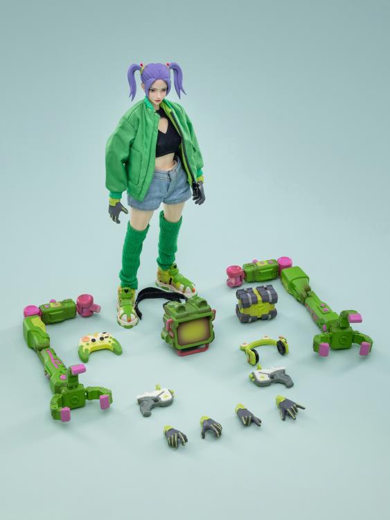 Joy Toy Frontline Chaos figure series continues in 1/12 Scale. Dressed in real cloth and stylish clothing, JoyToy Candyfrog Hacker figure is ready to run into battle with her trusty headset, backpack and weapon combos. 