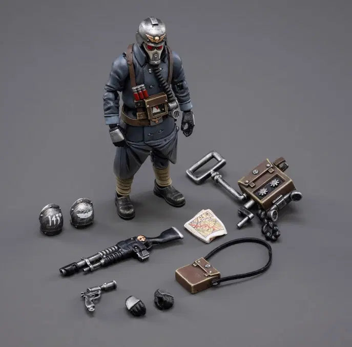 Joy Toy brings the Death Korps of Krieg Veteran Squad from Warhammer 40k to life with this new series of 1/18 scale figures. JoyToy, each figure includes interchangeable hands and weapon accessories and stands between 4″ and 6″ tall.