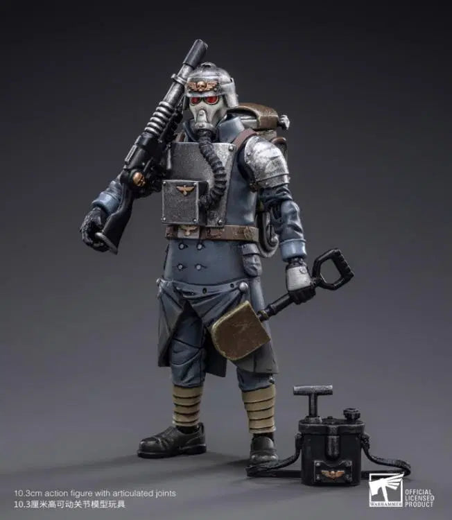 Joy Toy brings the Death Korps of Krieg Veteran Squad from Warhammer 40k to life with this new series of 1/18 scale figures. JoyToy, each figure includes interchangeable hands and weapon accessories and stands between 4″ and 6″ tall.