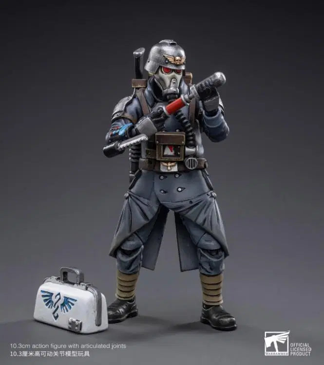 Joy Toy brings the Death Korps of Krieg Veteran Squad from Warhammer 40k to life with this new series of 1/18 scale figures. JoyToy, each figure includes interchangeable hands and weapon accessories and stands between 4″ and 6″ tall.