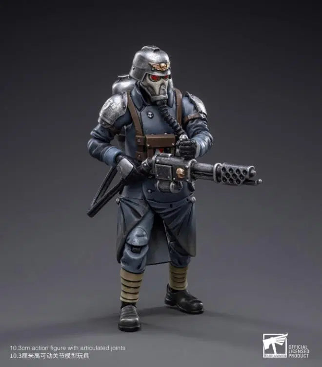 Joy Toy brings the Death Korps of Krieg Veteran Squad from Warhammer 40k to life with this new series of 1/18 scale figures. JoyToy, each figure includes interchangeable hands and weapon accessories and stands between 4″ and 6″ tall.