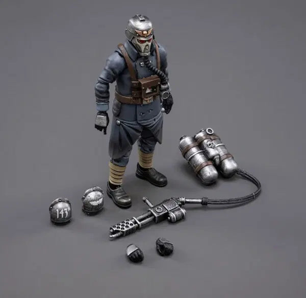 Joy Toy brings the Death Korps of Krieg Veteran Squad from Warhammer 40k to life with this new series of 1/18 scale figures. JoyToy, each figure includes interchangeable hands and weapon accessories and stands between 4″ and 6″ tall.