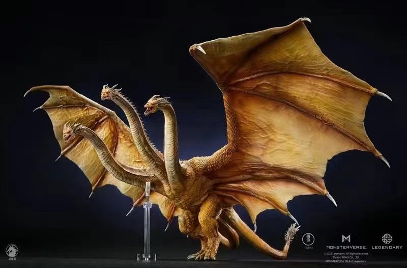  W-Dragon (Wan Long Tang) Kaiju Ghidorah/ Three-Headed Dragon Ghidorah PVC figure in the Godzilla Monster series authorized by Legend Oriental/ Toho Pictures is available. 