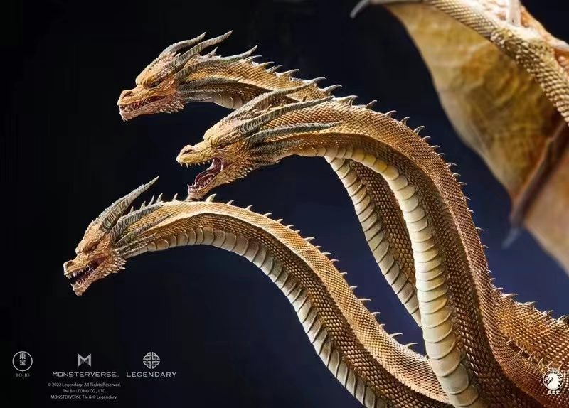  W-Dragon (Wan Long Tang) Kaiju Ghidorah/ Three-Headed Dragon Ghidorah PVC figure in the Godzilla Monster series authorized by Legend Oriental/ Toho Pictures is available. 