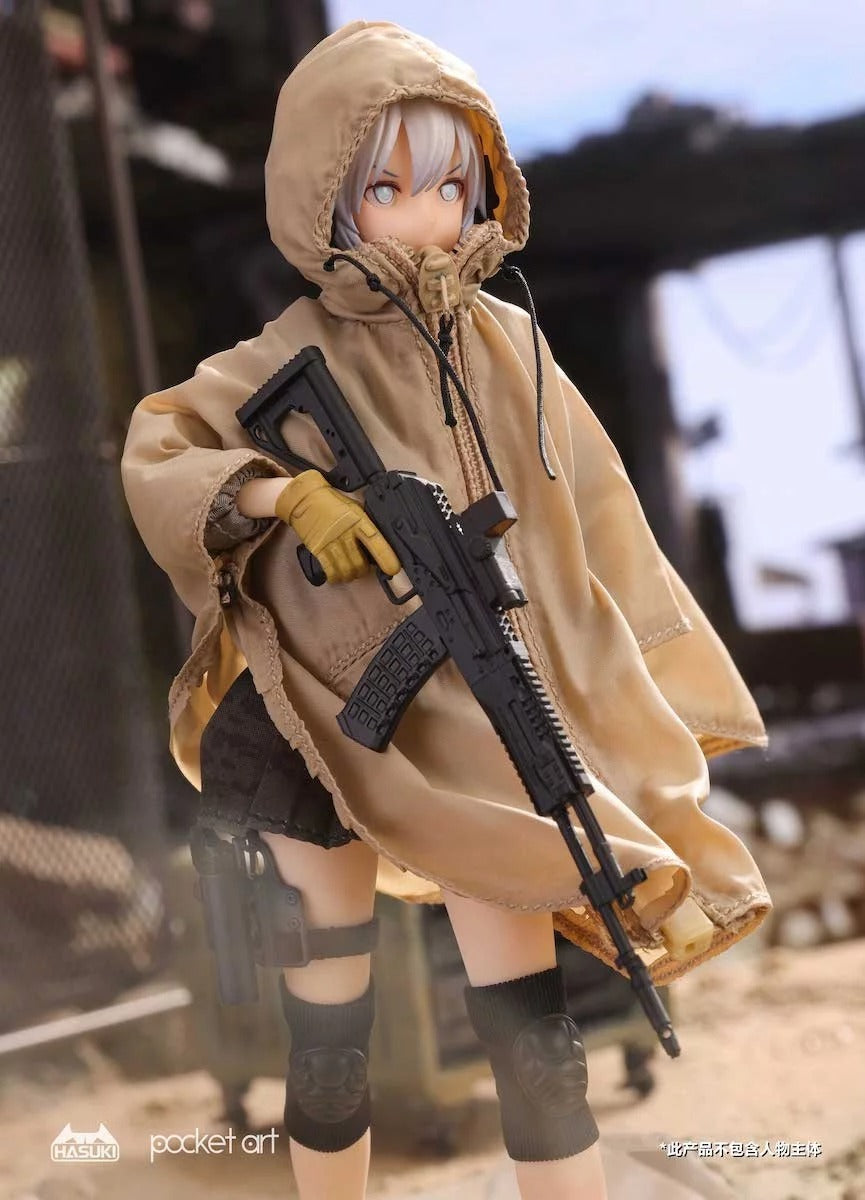 War can be a dirty business. Keep Pocket Art Series action figures clean and protected with a CS05 Tactical Raincoat accessory! The tan colored raincoat is made of real nylon and fits beautifully on 1/12 scale action figures!