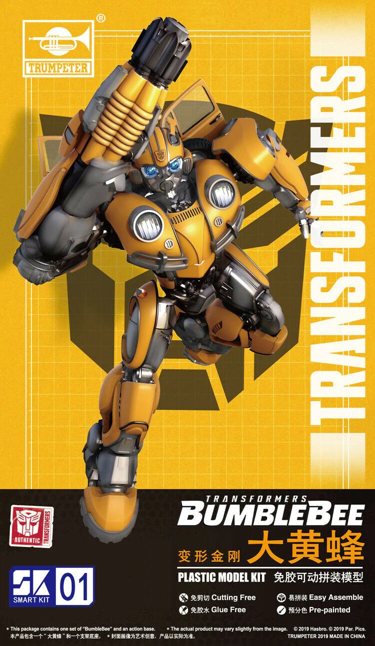 From Trumpeter comes the Transformers Bumblebee Smart model kit! When complete, Bumblebee will stand over 4 inches tall and features over 20 points of articulation.